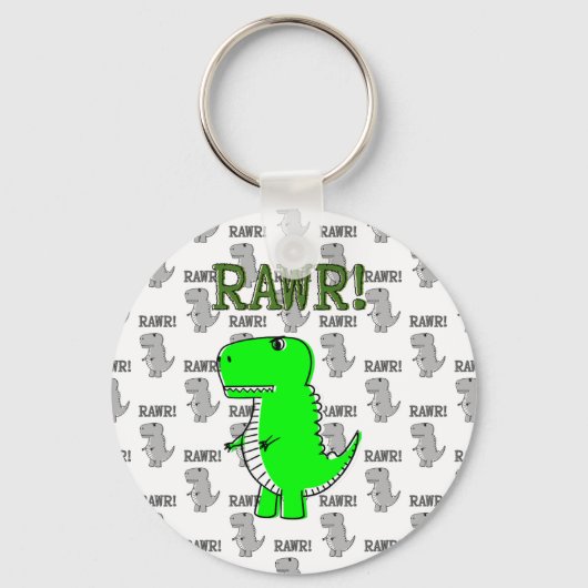 Cute en Angry T-Rex met zwart-wit patroon Sleutelhanger (Voorkant)