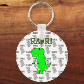 Cute en Angry T-Rex met zwart-wit patroon Sleutelhanger (Voorkant)