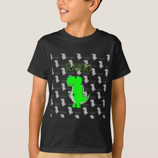Cute en Angry T-Rex met zwart-wit patroon T-shirt (Voorkant)