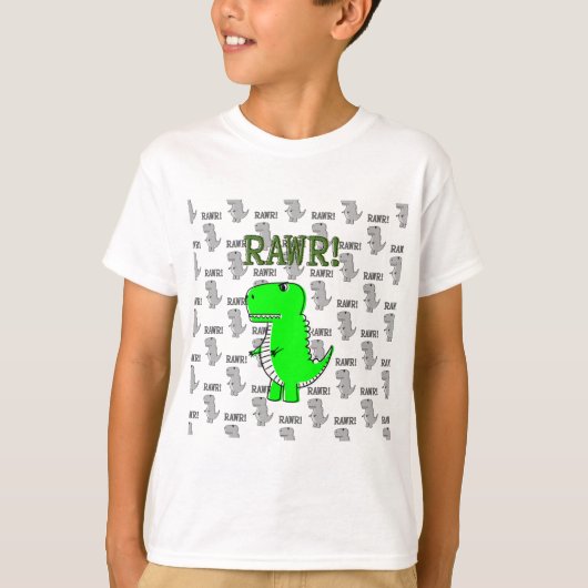 Cute en Angry T-Rex met zwart-wit patroon T-shirt (Voorkant)