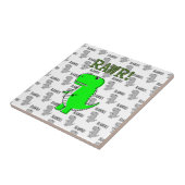 Cute en Angry T-Rex met zwart-wit patroon Tegeltje (Zijkant)