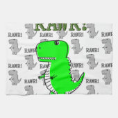 Cute en Angry T-Rex met zwart-wit patroon Theedoek (Horizontaal)