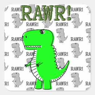 Cute en Angry T-Rex met zwart-wit patroon Vierkante Sticker