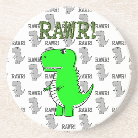 Cute en Angry T-Rex met zwart-wit patroon Zandsteen Onderzetter (Voorkant)