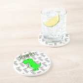 Cute en Angry T-Rex met zwart-wit patroon Zandsteen Onderzetter (Zijkant)