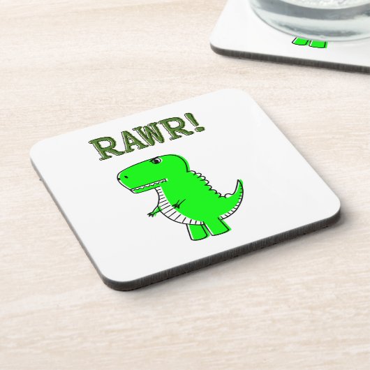 Cute en Angry T-Rex RAWR Bier Onderzetter (Linkerzijde)