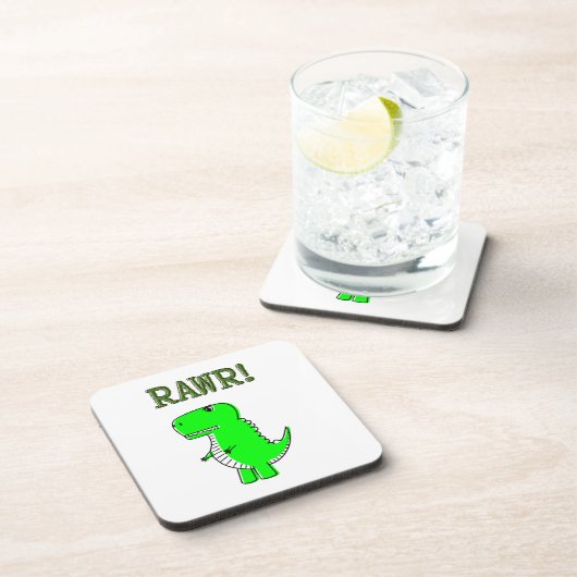 Cute en Angry T-Rex RAWR Bier Onderzetter (Rechterzijde)