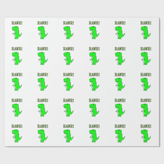 Cute en Angry T-Rex RAWR Cadeaupapier (Vlak)