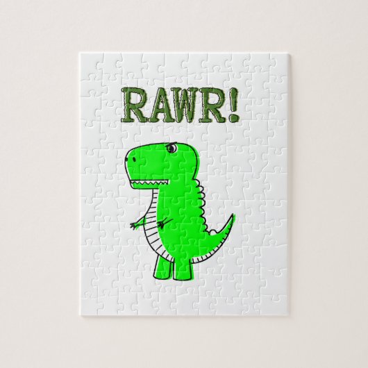 Cute en Angry T-Rex RAWR Legpuzzel (Verticaal)