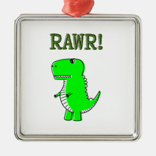 Cute en Angry T-Rex RAWR Metalen Ornament