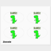 Cute en Angry T-Rex RAWR Ovale Sticker (Vel)