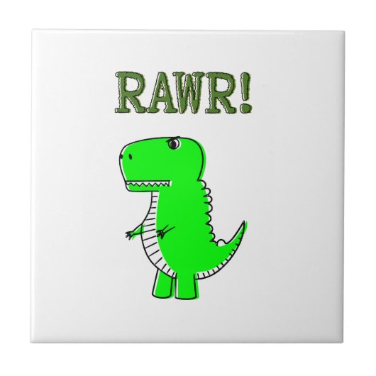 Cute en Angry T-Rex RAWR Tegeltje (Voorkant)