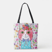 Cute en Colorful Cat Canvas tas (Achterkant)
