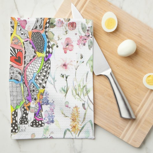 Cute en Colorful Cat Kitchen Towel Theedoek (Quarter Fold)