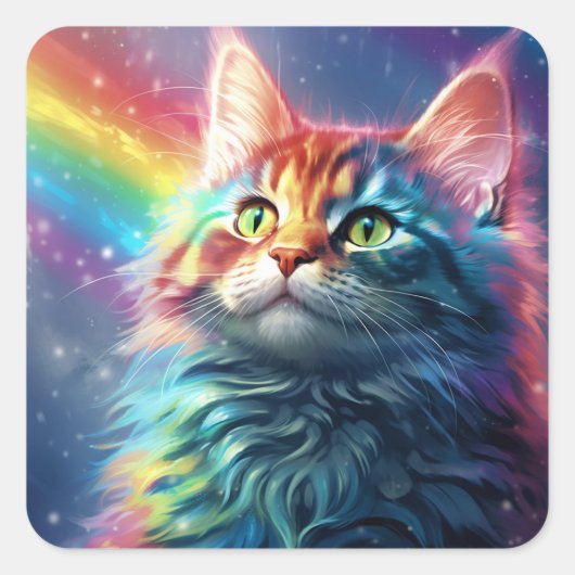 Cute en Colorful Cat Kitten Sticker (Voorkant)