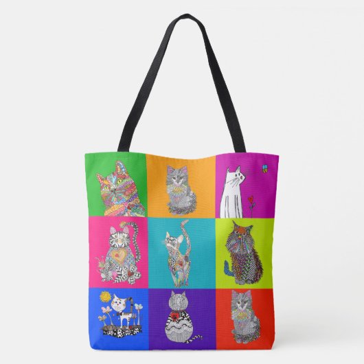 Cute en Colorful Cat Lover Canvas tas (Achterkant)