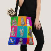 Cute en Colorful Cat Lover Canvas tas (Dichtbij)