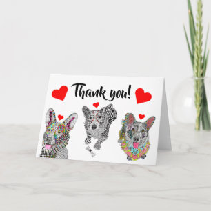 Cute en Colorful Corgi Assortment Wenskaarten Bedankkaart