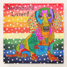 Cute en Colorful Dachshund Glass Onderzetter