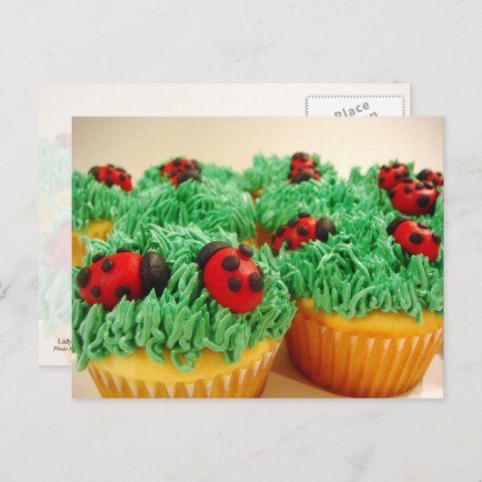 Cute en colorful ladybug cupcakes briefkaart (Voorkant / Achterkant)