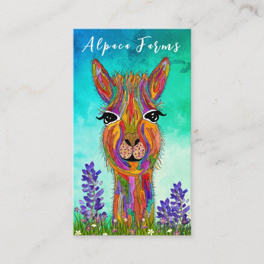 Cute en Colorful Llama/Alpaca Visitekaartje (Voorkant)