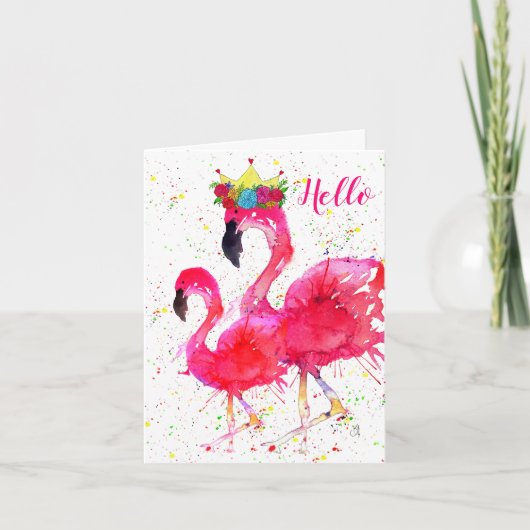Cute en Colorful Pink Flamingo Wenskaart Kaart (Voorkant)