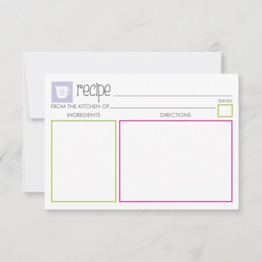 Cute en Colorful Recipe Kaart (Voorkant)