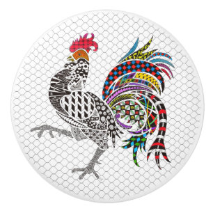 Cute en Colorful Rooster Keramische Knop