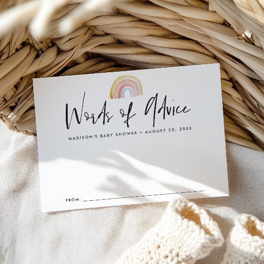 Cute en Colorful Waterverf Rainbow Baby shower Advieskaart