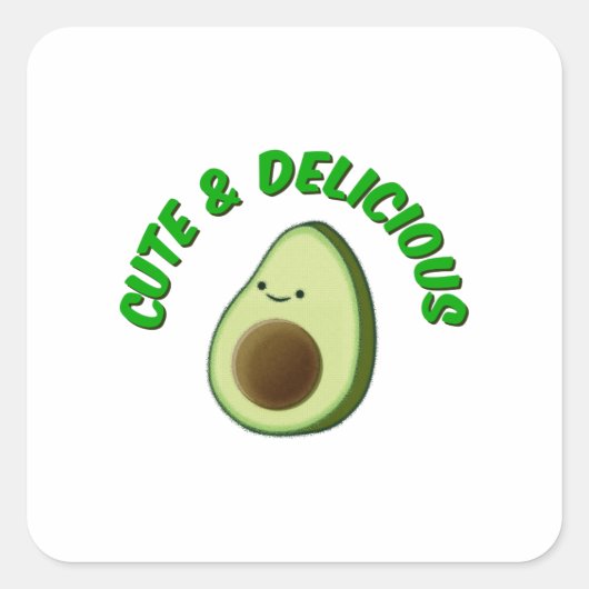Cute en Delicious Avocado Vierkante Sticker (Voorkant)