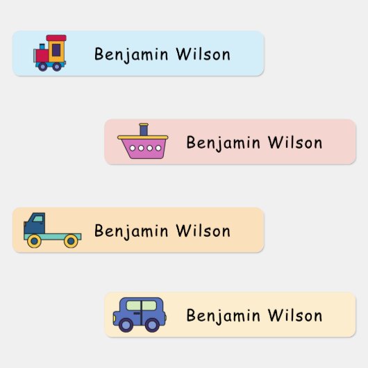 Cute en Eenvoudige Vervoer Aangepaste Naam Kindere Labels (Groep)