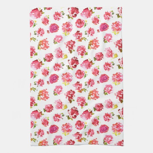 Cute en elegant roze  rozen patroon theedoek (Verticaal)