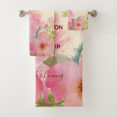 Cute en elegante waterverf floral bad handdoek (Insitu)