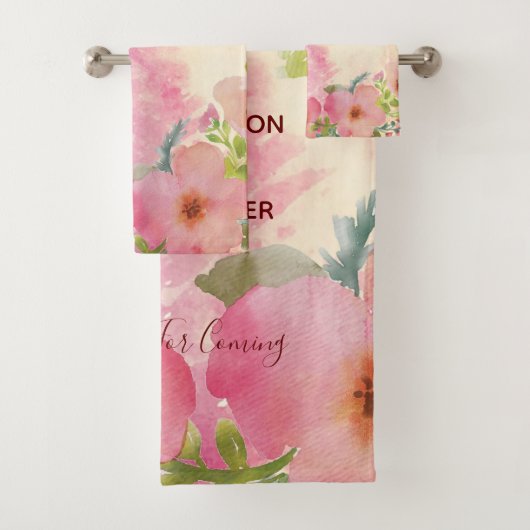 Cute en elegante waterverf floral bad handdoek (Insitu)