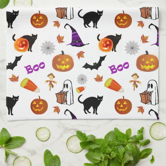 Cute en Fun Halloween Theedoek (Gevouwen)