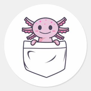 Cute en Funny Axolotl in zak met T-Shirt Ronde Sticker