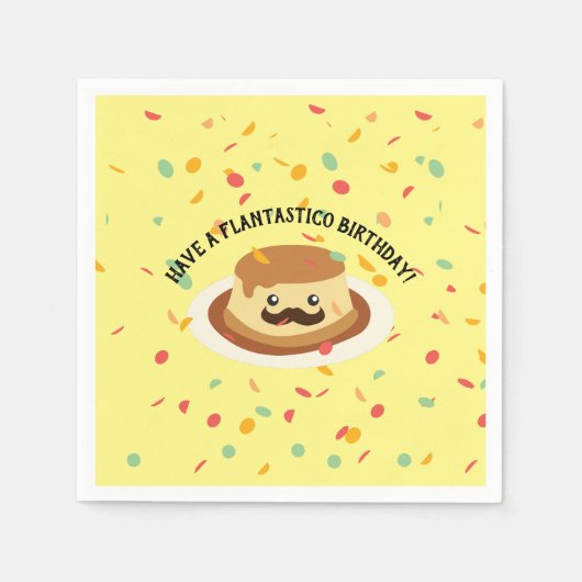Cute en Funny hebben een Flantastico Birthday Flan Servet (Voorkant)