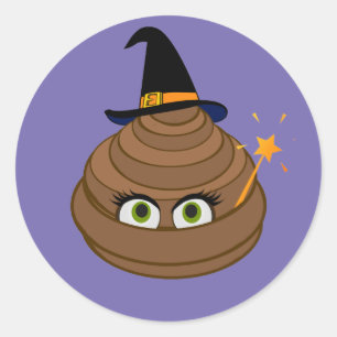 Cute en Funny Witchy Poop Emoji Ronde Sticker