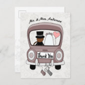 Cute en grappige cartoon, net getrouwd met een aut uitnodiging briefkaart (Voorkant / Achterkant)