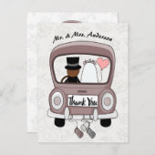 Cute en grappige cartoon, net getrouwd met een aut uitnodiging briefkaart (Voorkant / Achterkant)