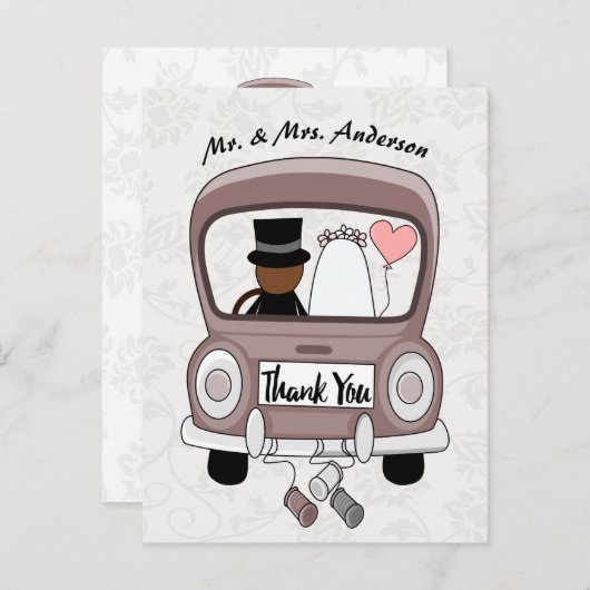 Cute en grappige cartoon, net getrouwd met een aut uitnodiging briefkaart (Voorkant / Achterkant)