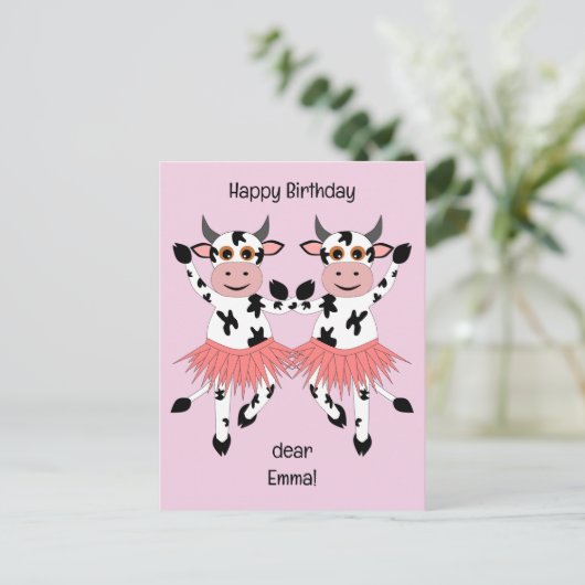 Cute en grappige danskoeien briefkaart (Staand voorkant)