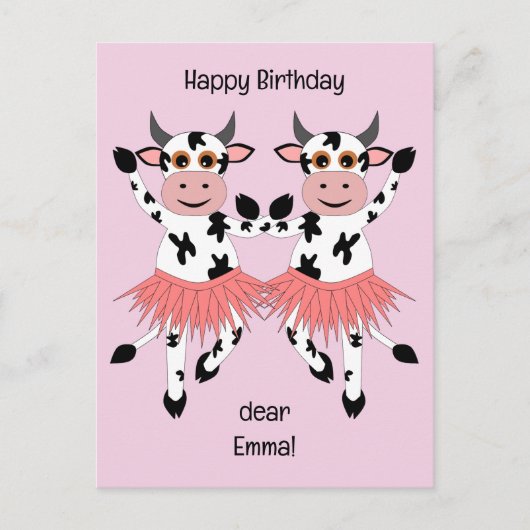 Cute en grappige danskoeien briefkaart (Voorkant)