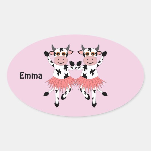 Cute en grappige danskoeien ovale sticker (Voorkant)