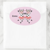 Cute en grappige danskoeien ovale sticker (Tas)