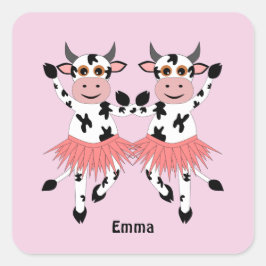 Cute en grappige danskoeien vierkante sticker