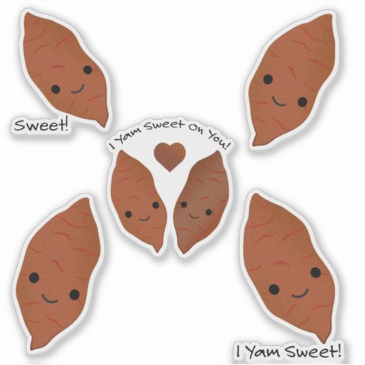 Cute en grappige Kawaii Sweet Potato Sticker Set (Voorkant)