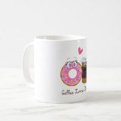 Cute en grappige koffie houdt van donut mok (Voorkant links)