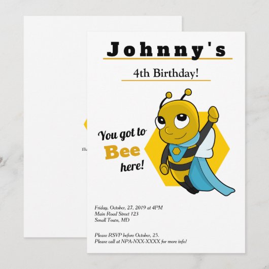 Cute en grappige verjaardagsuitnodiging voor een k kaart (Voorkant / Achterkant)