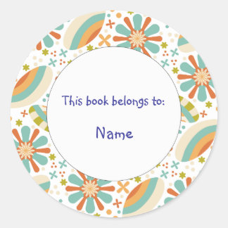 cute en kleurrijke abstracte bloemendesign ronde sticker